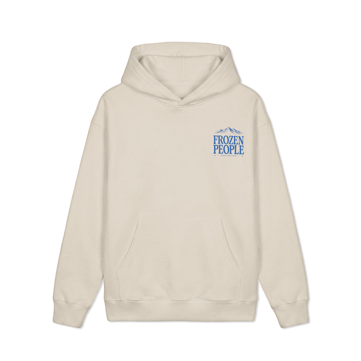 Frozen People oversized heavyweight pullover hoodie with vintage mountain lake graphic and pine forest design