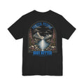 Frozen People graphic T-shirt featuring a scenic mountain landscape and body butter branding, inspired by the Alaska outdoors.